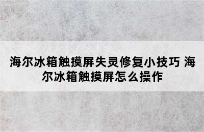 海尔冰箱触摸屏失灵修复小技巧 海尔冰箱触摸屏怎么操作